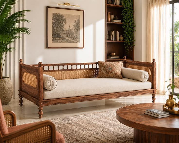 Teakwood cane classy desinger divan